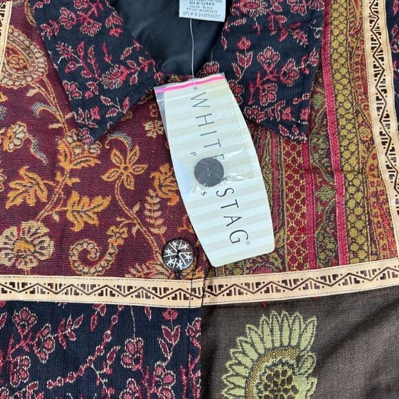 Vtg Patchwork Floral Paisley 16 1X Jacket White Stag Lagenlook Boho Tapestry - Picture 7 of 12